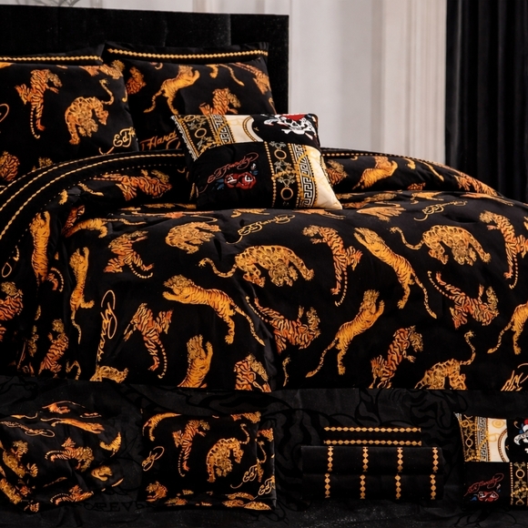 Ed Hardy Other - Rare Ed Hardy Crouching Tiger Tattoo KING 8 Pc Bedding Set